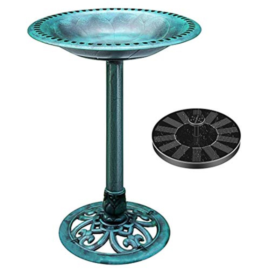 Outdoor Power Pedestal - Bird Bath with Solar Fountain for