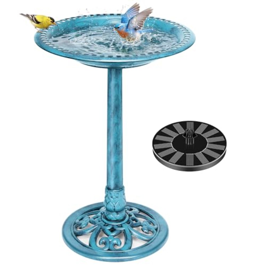 Outdoor Power Pedestal - VIVOHOME Bird Bath with Solar Fountain