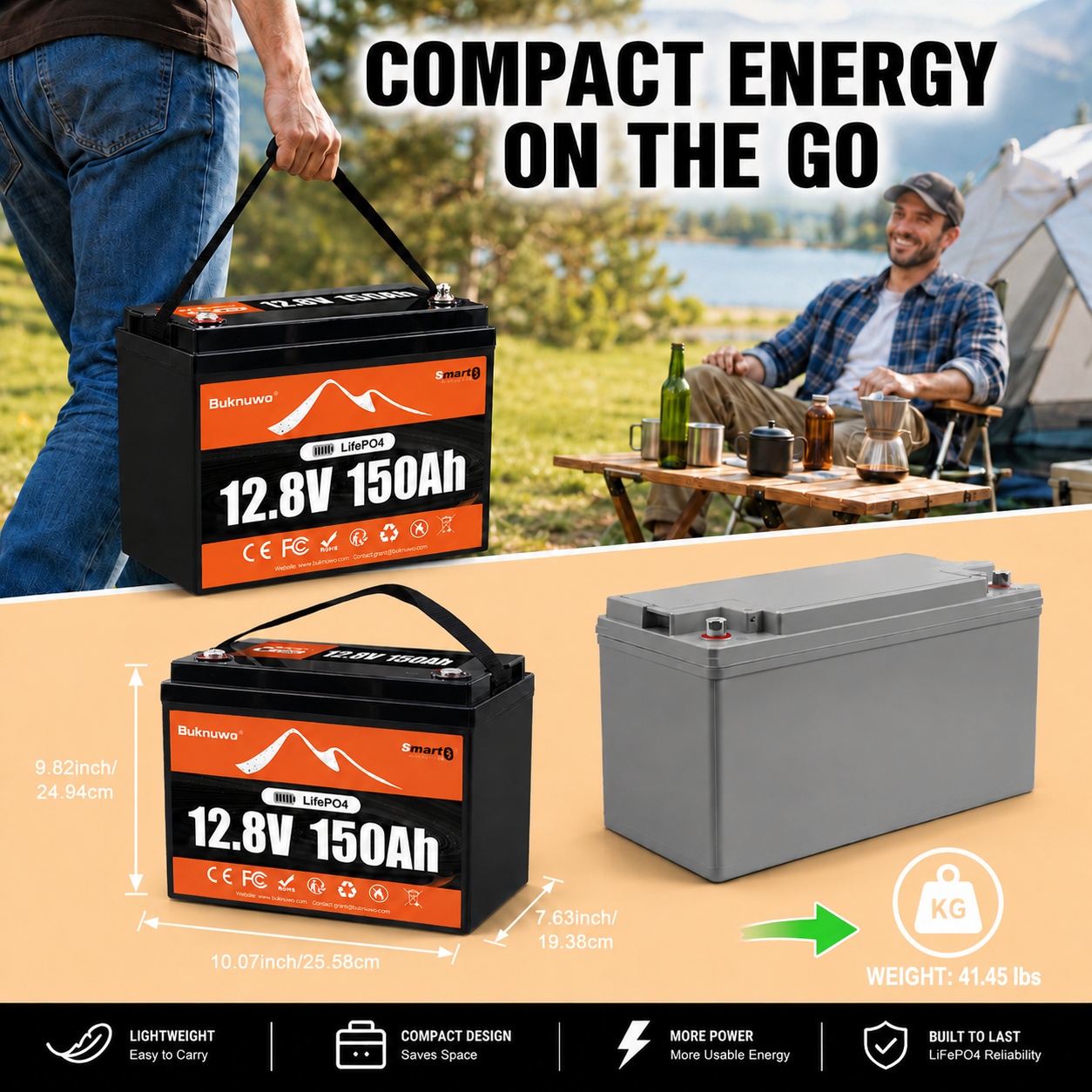 Smart 12V/12.8V 150Ah Bluetoot - đánh giá và giá Outdoor Power Supply 12V