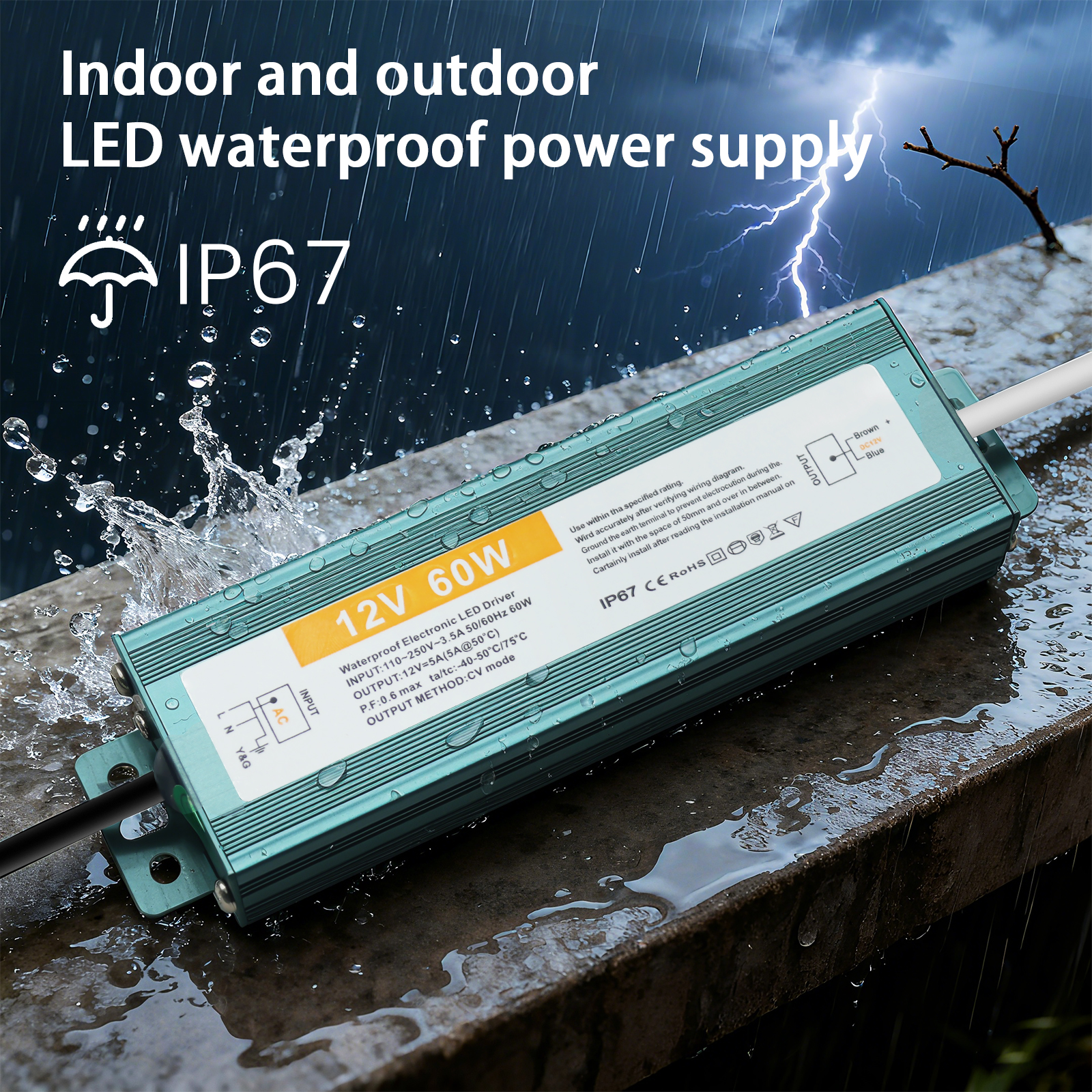AC/DC Waterproof LED Power Sup - đánh giá và giá Outdoor Power Supply 12V