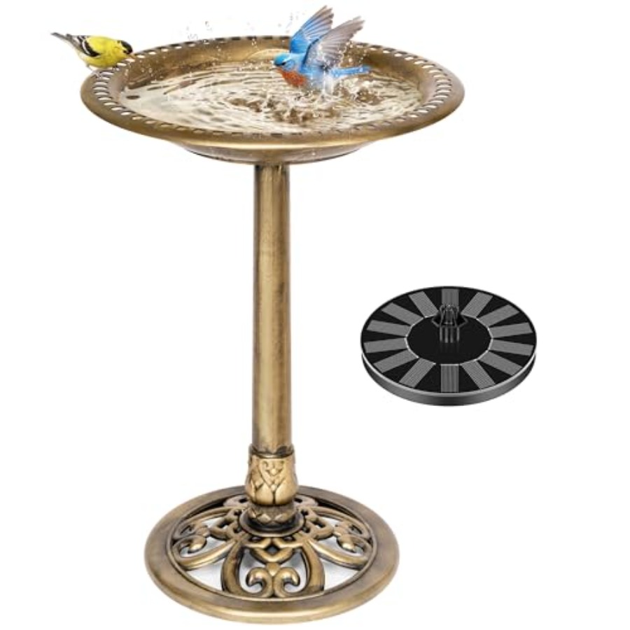 Outdoor solar bird bath with p - đánh giá và giá Outdoor Power Pedestal