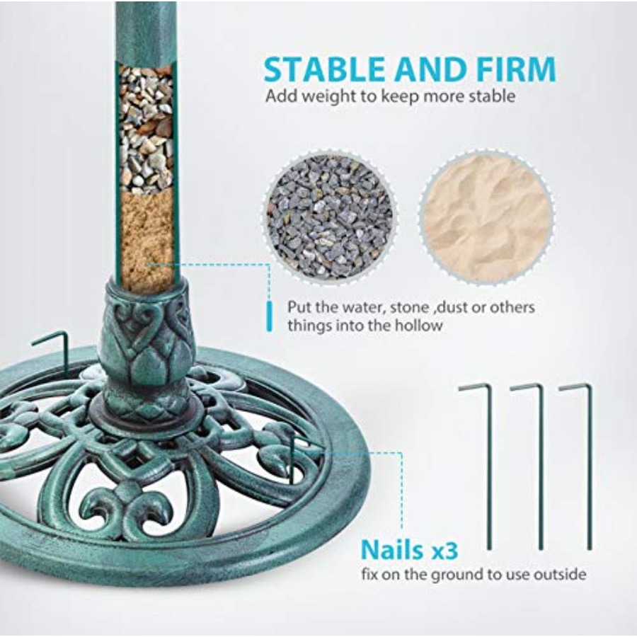 Bird Bath with Solar Fountain  - đánh giá và giá Outdoor Power Pedestal