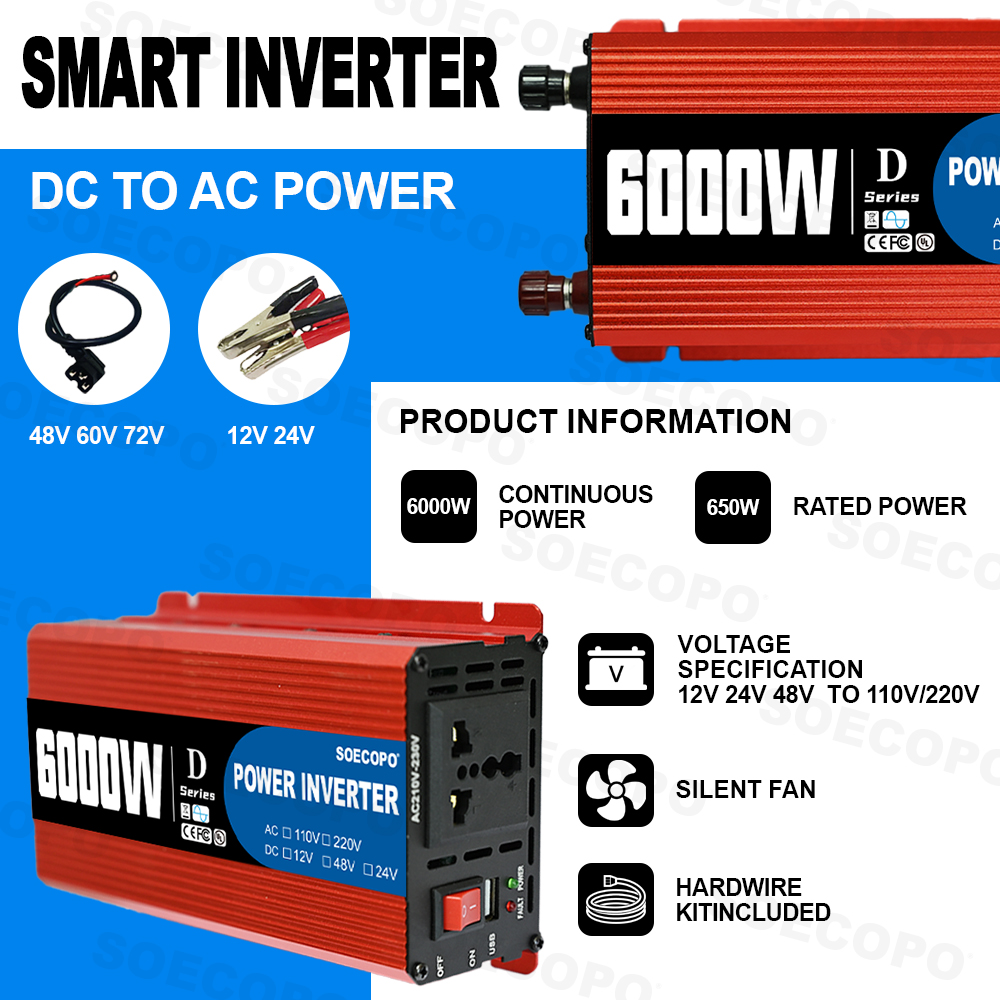 Smart Power Inverter 6000W-100 - đánh giá và giá Outdoor Power Supply 12V