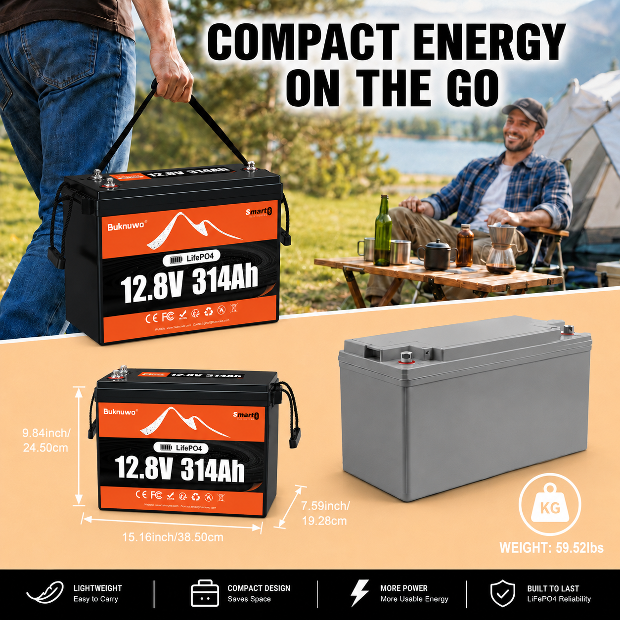 Smart 12V/12.8V 314Ah Bluetoot - đánh giá và giá Outdoor Power Supply 12V